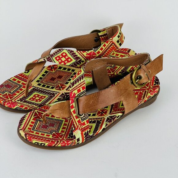 Antelope Women Rey Taupe Leather Flat Sandals US Size 5 Geometric Pattern - Picture 4 of 11